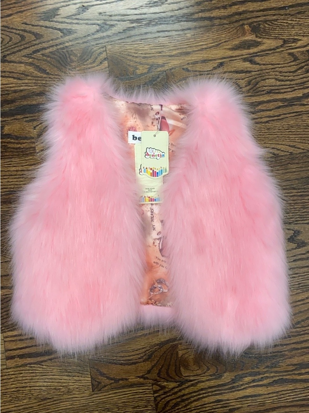 Girls' Pink Faux Fur Vest by - Plush Layering Piece